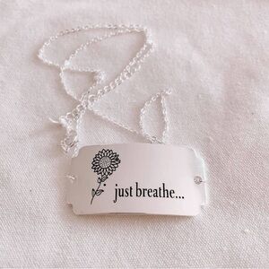 Stainless Steel Silver 'Just Breathe' Necklace